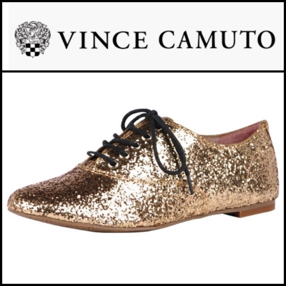 Vince Camuto Selina Glitter Gold Oxford Shoe 8.5